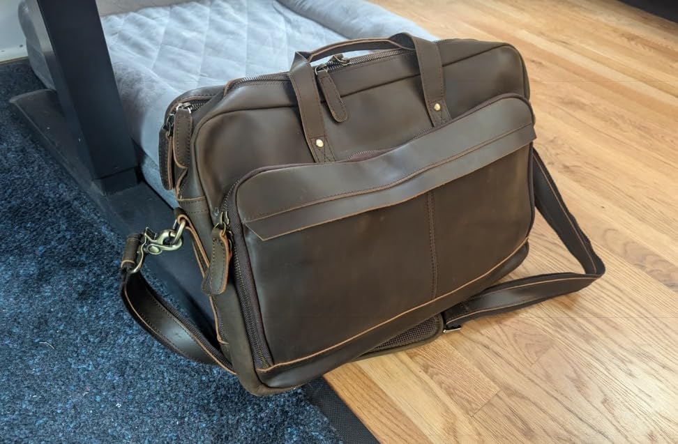 Masa Kawa Leather Briefcase for Men 15.6