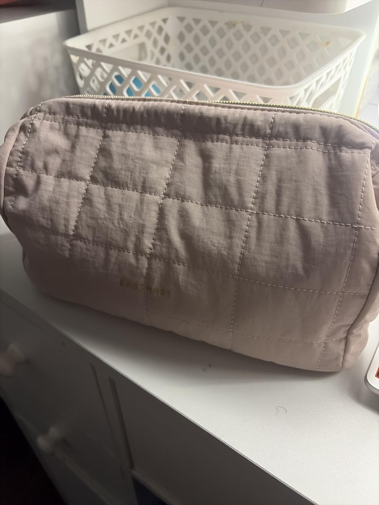 BAGSMART Makeup Bag Travel Toiletry Bag, Wide-open Zipper Pouch, Pink | Puffy Padded, Travel Essentials, Make Up Bag, For Women, Makeup Organizer, Toiletries Accessories Brushes customer photo 2