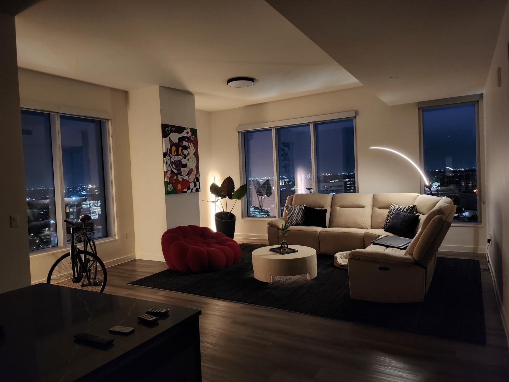 Dimmable LED Lamps for Living Room with 3 Color Temperatures, Ultra Bright 2000LM Arc Floor Lamps, Modern Standing Tall Lamp with Remote Control Reading Floor Lamp for Bedroom Office Classroom customer photo 2