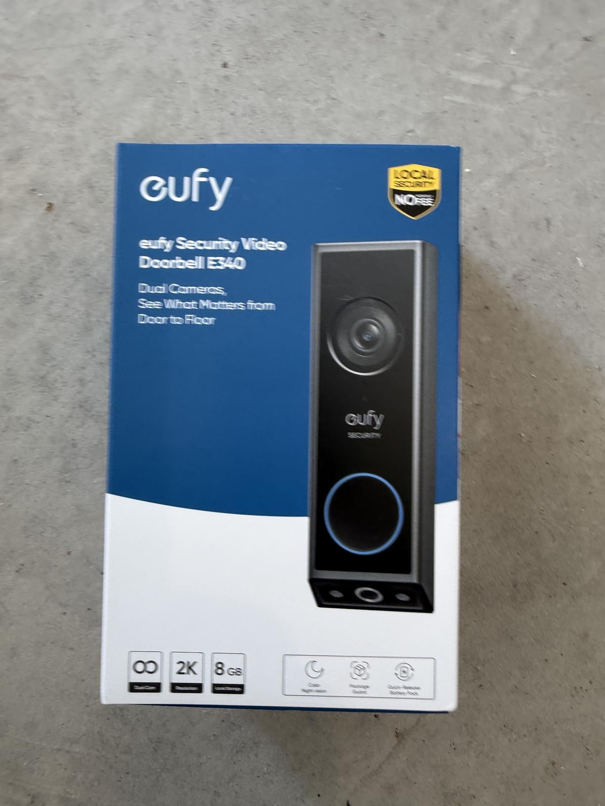 eufy Security Video Doorbell E340, No Subscription, Dual Cameras, 2K FHD, Head-to-Toe View, Doorbell Camera Wireless & Wired, Color Night Vision, Two-Way Talk, AI Motion/Package Detection, Built-in 8GB customer photo 2