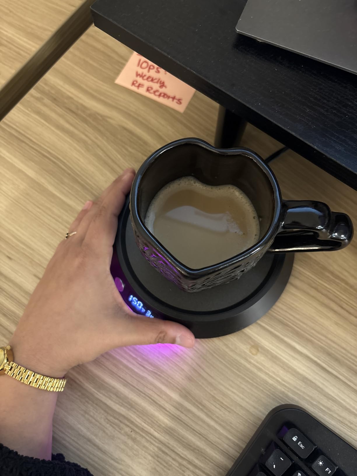 Kepwam Mug Warmer for Desk, Coffee Warmer with 3 Temp Settings & 2-9H Timer | 50W Fast Heating Beverage, LED Digital Display, Works for Coffee Mugs & Candle Jars, Multifunctional Gift fo Home & Office customer photo 2