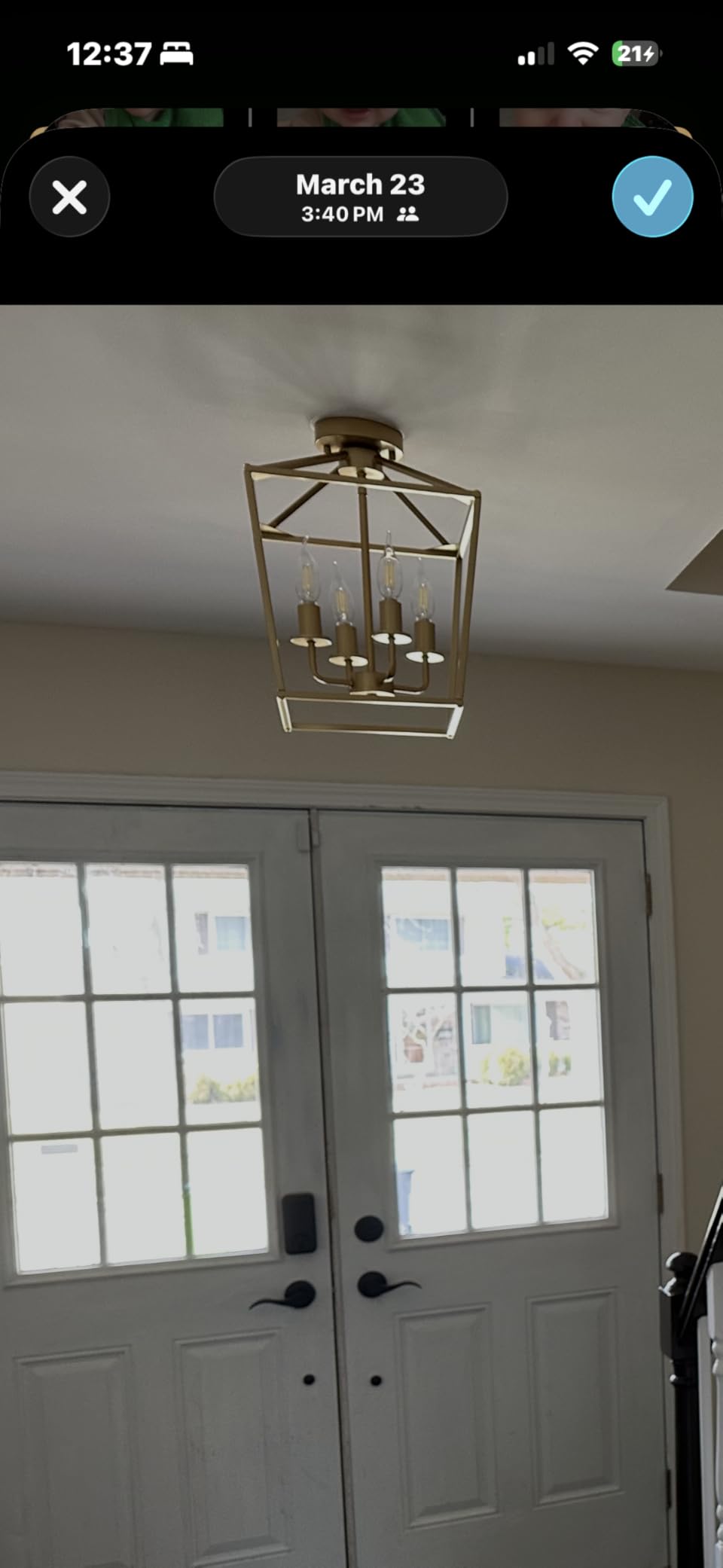 Industrial 4 Lights Chandelier, Gold Lantern Ceiling Light Fixtures with Rustic Metal Cage Adjustable Height Farmhouse Geometric Hanging Light for Kitchen Island, Dining Room, Entryway, UL Listed customer photo 1