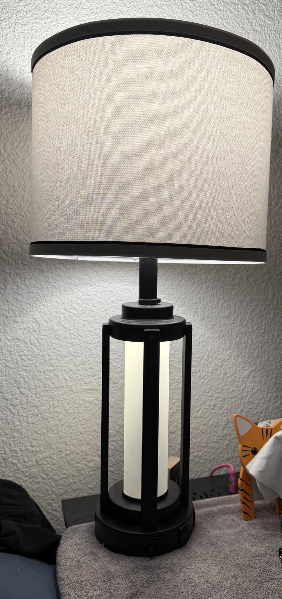 Modern Table Lamps Set of 2, Industrial 3-Way Dimmable Bedside Lamp with USB A+C Ports & AC Outlet, 25