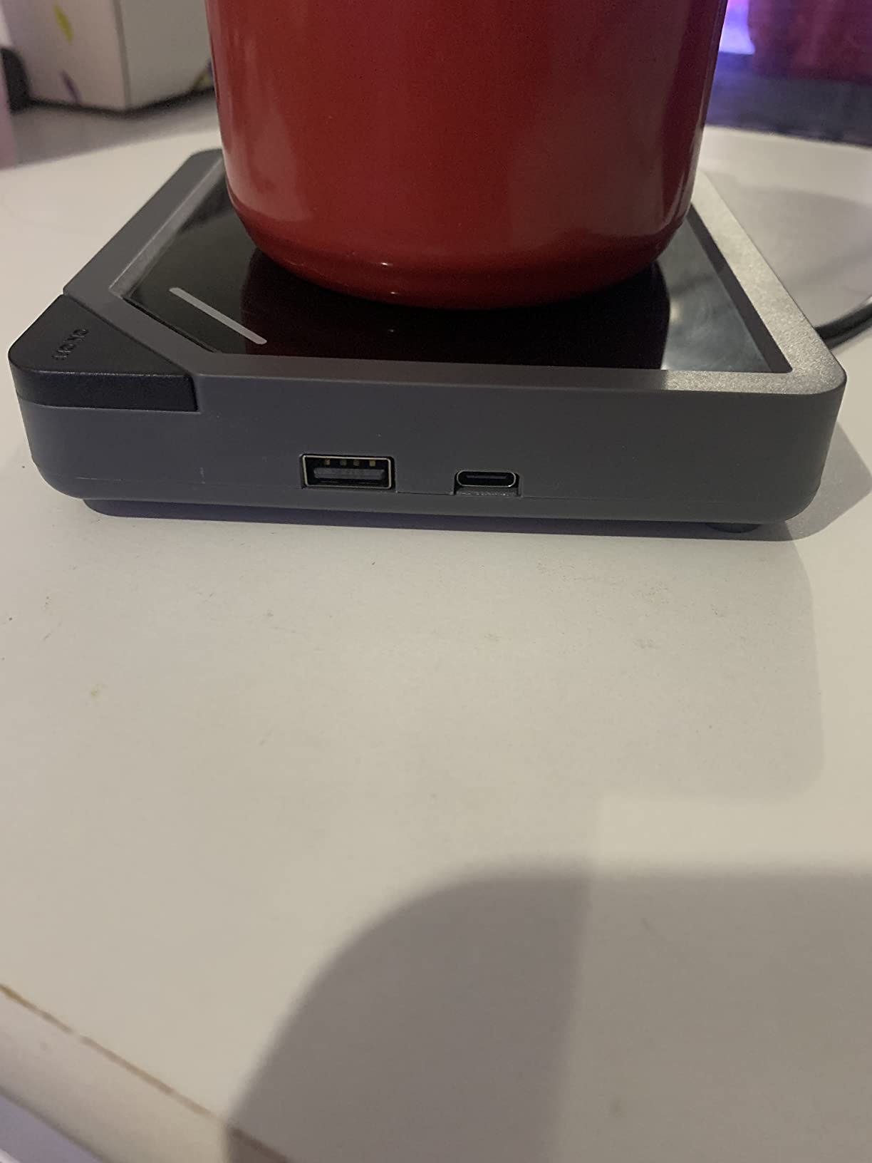 Coffee Mug Warmer with 2 USB Charging Ports: Auto Shut-Off Candle Wax Warmer - Heated Beverage Coffee Accessories for Home Office Desk - U1 Wood customer photo 1