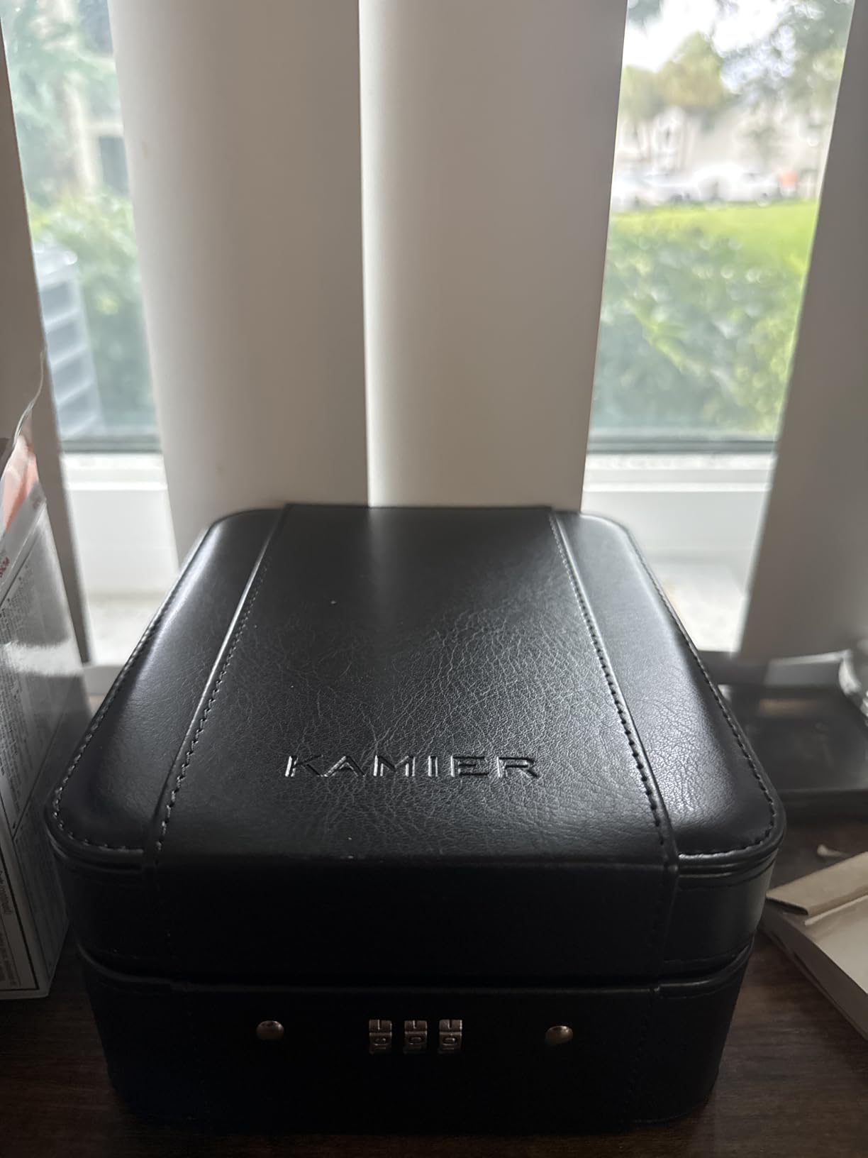 KAMIER Watch Case with Combination Lock - 4 Watch Storage and Jewelry Organizer - Watch Travel Case for Ring and Watch Storage, PU Leather Travel Watch Case customer photo 1