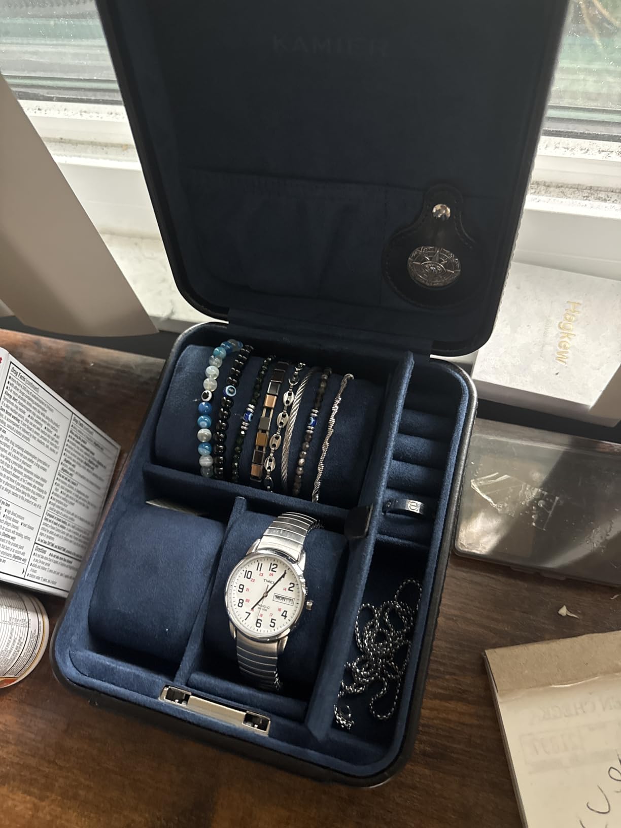 KAMIER Watch Case with Combination Lock - 4 Watch Storage and Jewelry Organizer - Watch Travel Case for Ring and Watch Storage, PU Leather Travel Watch Case customer photo 2