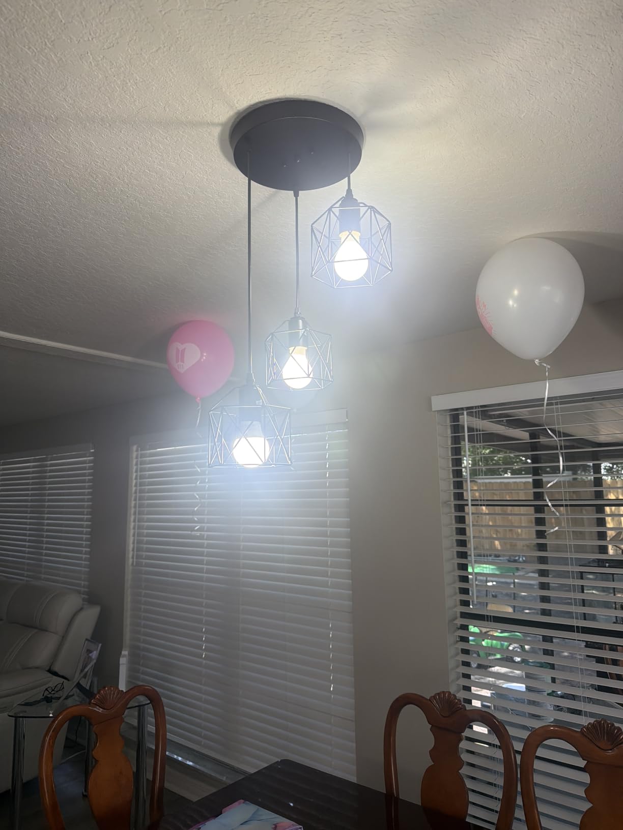 3 Light Pendant Lighting, Farmhouse Hanging Light Fixture for Kitchen Island & Dining Room, Industrial Vintage Ceiling Lamp with E26 Base, Adjustable Height, Matte Black customer photo 1