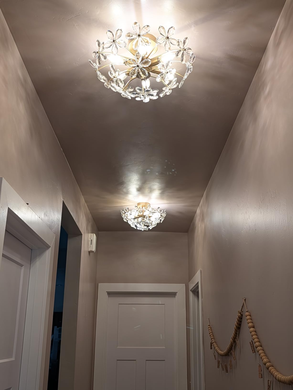 WUZUPS Crystal Chandelier 10-Light Pendant Ceiling Light Modern Lighting Fixture for Dining Room Hallway Bedroom Kitchen Bathroom, H 27.6