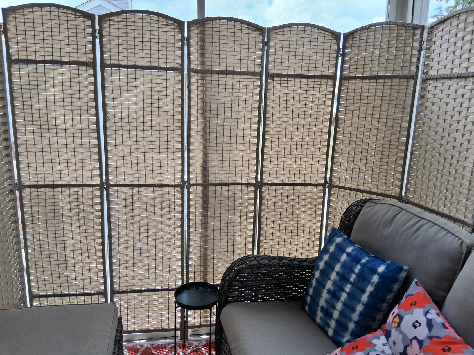 Sorbus 4 Panel Room Divider 6 ft. Tall - Privacy Screen, Extra Wide Double Hinged Panels, Mesh Hand-Woven Design, Partition Room Dividers and Folding Privacy Screens, Wall Divider for Room Separation customer photo 2