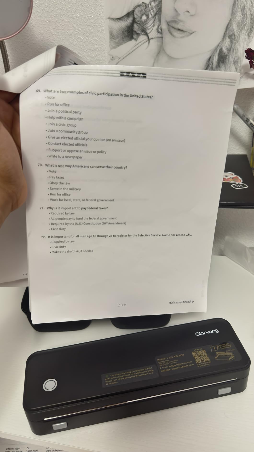 Gloryang Inkless Portable Printer for Travel, Wireless Thermal Printer Supports 8.5 x 11 Inch Thermal Paper, Bluetooth Machine Includes Carry Case and 3 Rolls of Paper Kit, Black customer photo 2