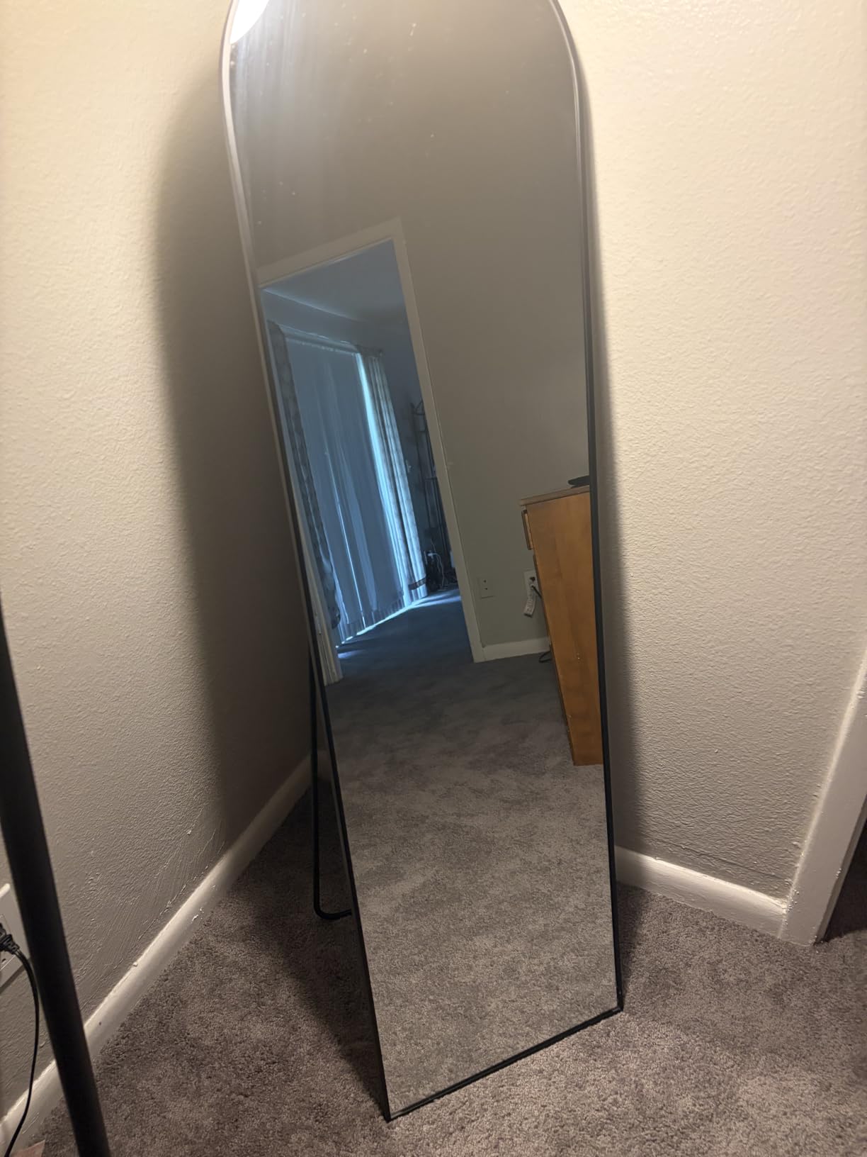 Arched Full Length Mirror with Stand, Black Floor Mirror | Aluminium alloy frame with HD float glass for distortion-free reflection. Free standing or wall mounted. customer photo 2