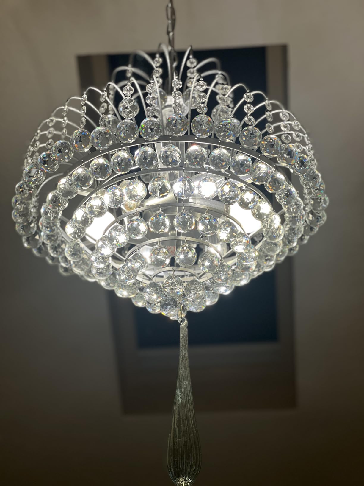 WUZUPS Crystal Chandelier Pendant Flushmount Ceiling Light Modern Lighting Fixture for Bedroom Hallway Bar Kitchen Bathroom, H 17.3