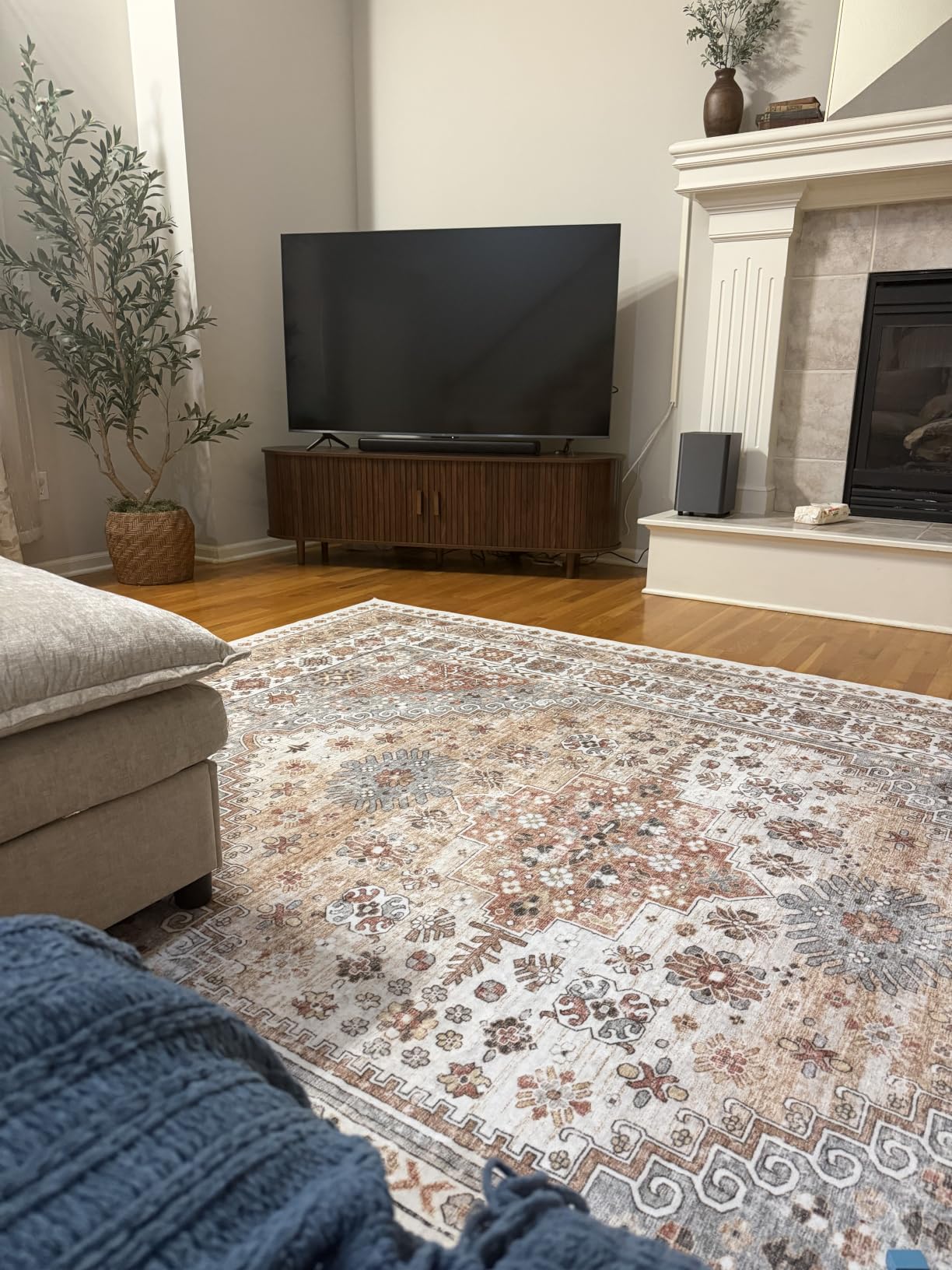 10x14 Area Rugs for Living Room,Large Washable Rug,Blue | Rugs for Bedroom,Dining Room,Office,Low Pile,Soft, Vintage Rug,Stain Resistant Indoor Carpet,Non Slip,Home Decor customer photo 2