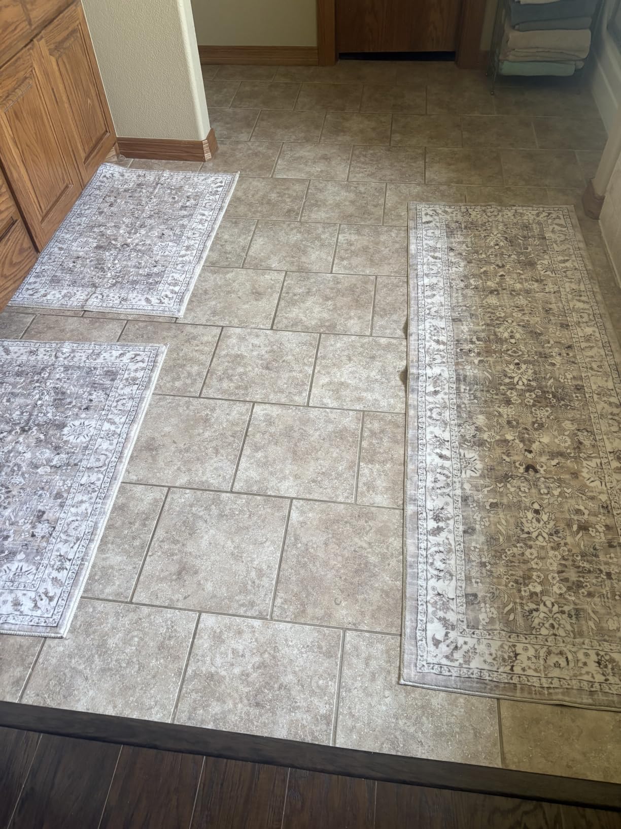 LOKHOM 2x8 Hallway Runner Rug, Boho Non-Slip Washable Kitchen Rugs, Beige | Floral Pattern, Neutral Vintage Accent, Soft Carpet Runner Floor Mat, For Bedroom Laundry Kitchen Bathroom customer photo 2