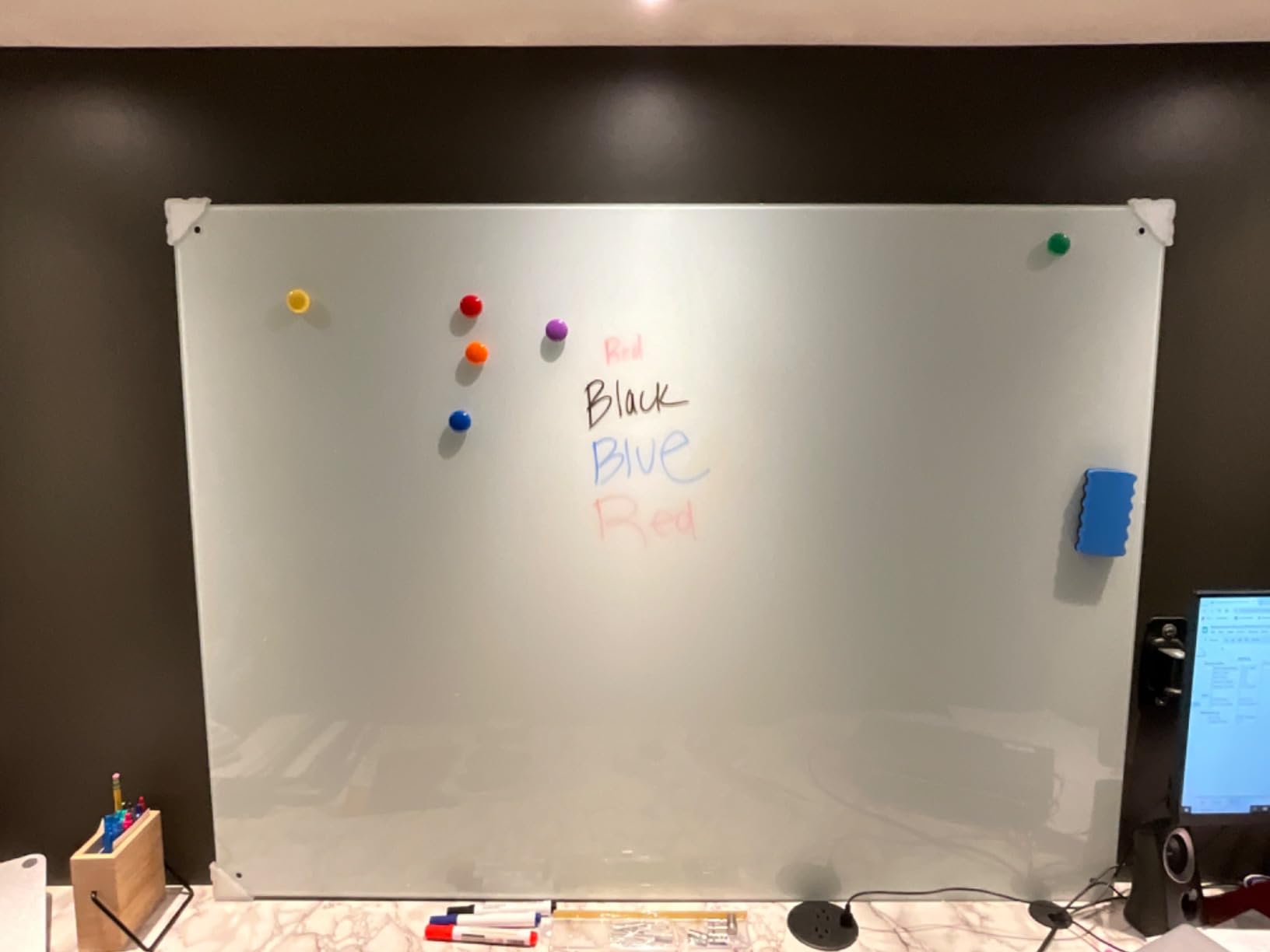 MaxGear Glass Whiteboard Tempered Magnetic Dry Erase Board 72x48 Inch | Magnetic Steel,Frameless Design,Smooth Writing,Ghost Free,Wall Mounted,Accessory Kits,Office Classroom Conference Room Use customer photo 2
