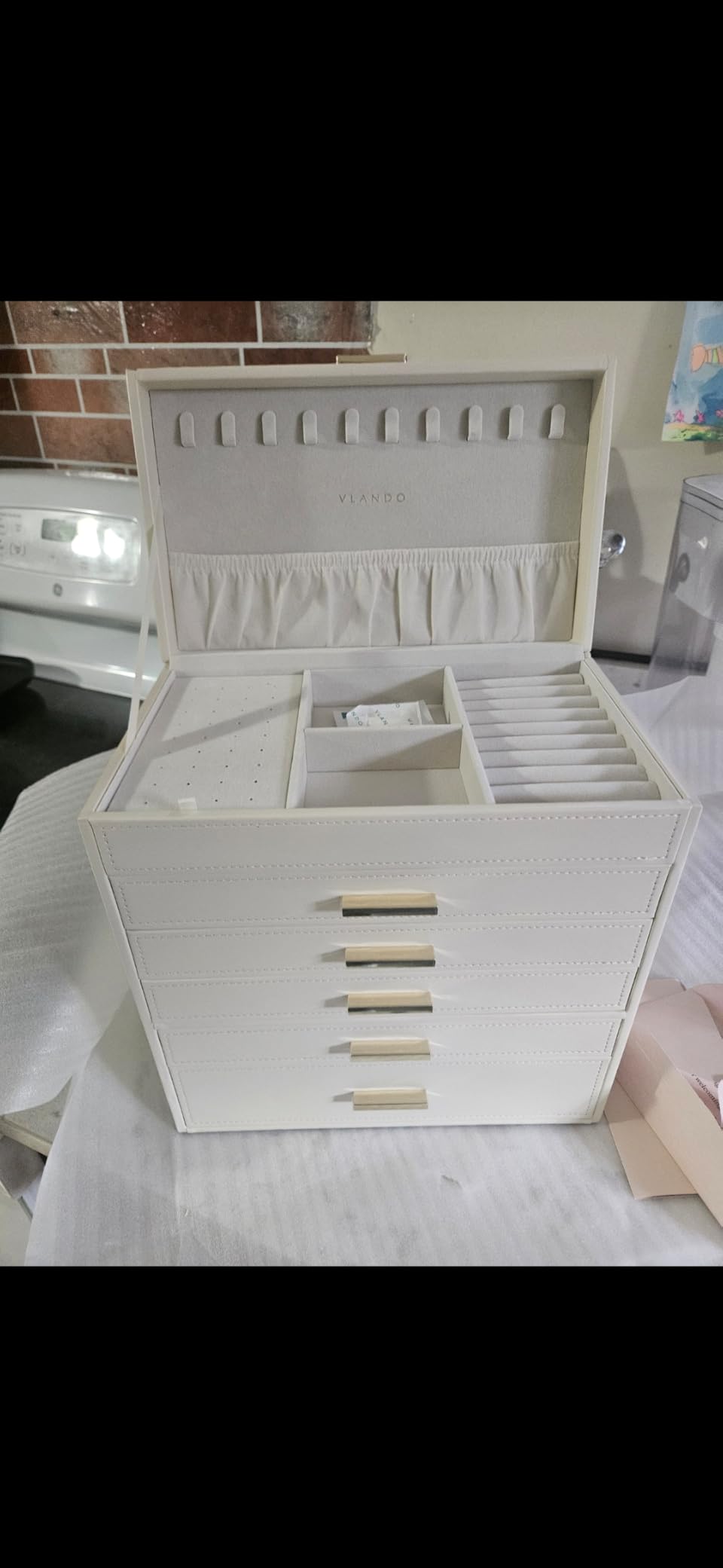 VLANDO Large Jewelry Box, 6 Layer Storage Organizer, Removable Dividers | Layered Storage, Exquisite Handle, Adjustable Dividers and Soft Velvet Lining customer photo 1