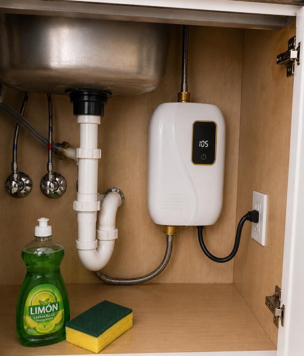 Tankless Water Heater Electric 110V, 3000W Instant Water Heater Under Sink, On Demand Hot Water Heater Electric with Digital Display, Electric Mini Water Heater for Kitchen Bathroom Washing customer photo 1