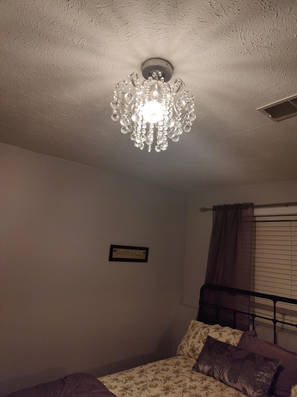 WUZUPS Crystal Chandelier Flushmount Ceiling Light Modern Lighting Fixture for Bedroom Hallway Bar Kitchen Bathroom, H 13.4
