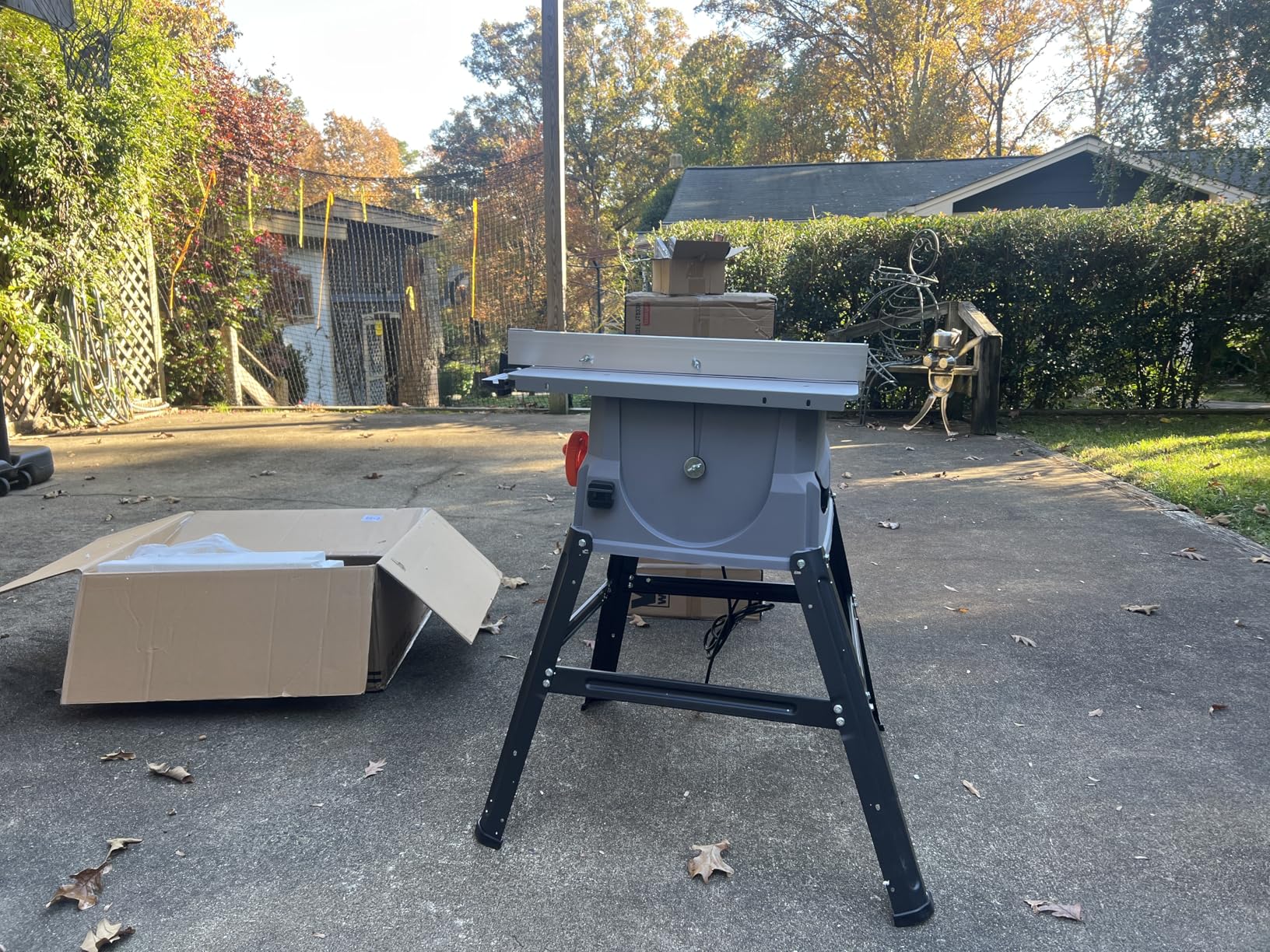 Prostormer 10 Inch Table Saw with Stand, 15A 5000RPM Portable Benchtop Saw, 45-Degree Bevel Cutting Tabletop Saw for Woodworking customer photo 1