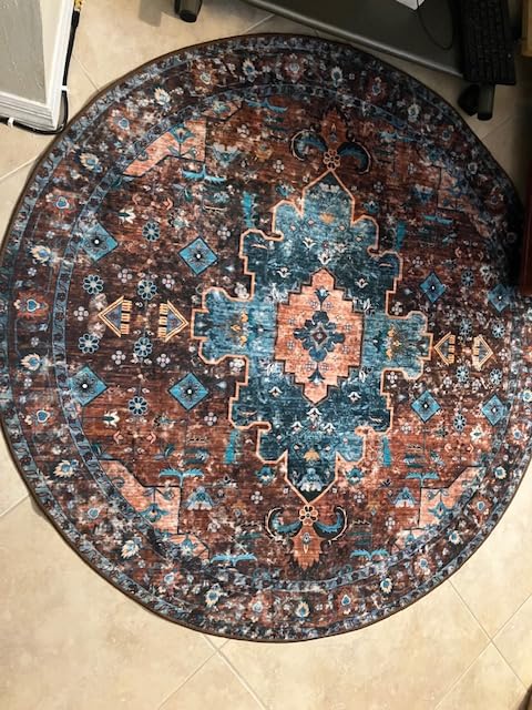 Ciicool 8X10 Area Rug Washable Large Soft Non-Slip for Living Room Bedroom | Boho Thin Low Pile Oriental Stain Resistant Indoor Mat Floor Throw Pet Friendly Carpet for Dining Room Kitchen Bedside Office customer photo 1