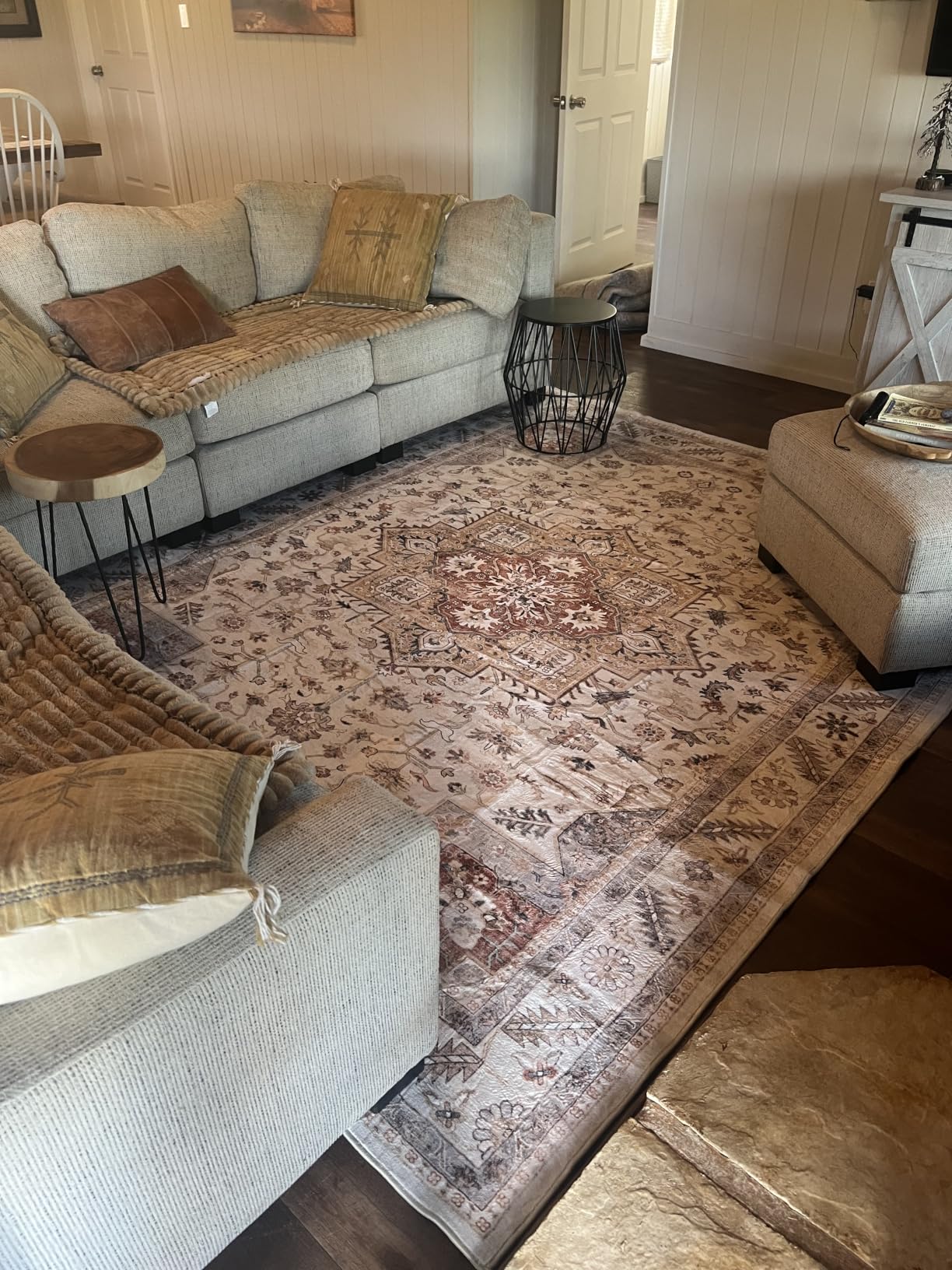 cotiled 8x10 Area Rug for Living Room Washable Traditional Golden Taupe Soft Distressed Oriental Design with Vintage Charm for Bedroom Dining Room and Home Office customer photo 1