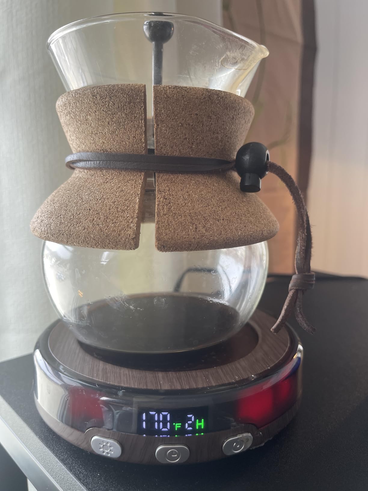 Gaiatop Coffee Mug Warmer for Desk, Beverage Heating Plate - Wood | 3 Temp Settings, 2-9Hrs Timer, 3 Color Light, Digital Display, Stocking Stuffers, for Candle Tea Milk customer photo 1