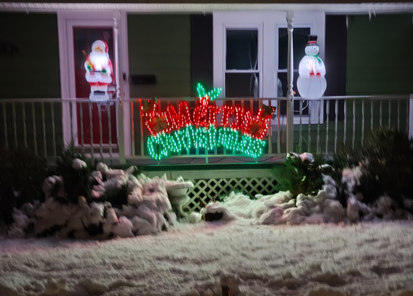 Yardenaler 6FT Merry Christmas Sign for Decoration, 2-in-1 Pre-Lit Holiday Greeting Sign Decor with 456 LED Lights, Freestanding or Hanging Glittered Holiday Display for Outdoor, Indoor customer photo 1