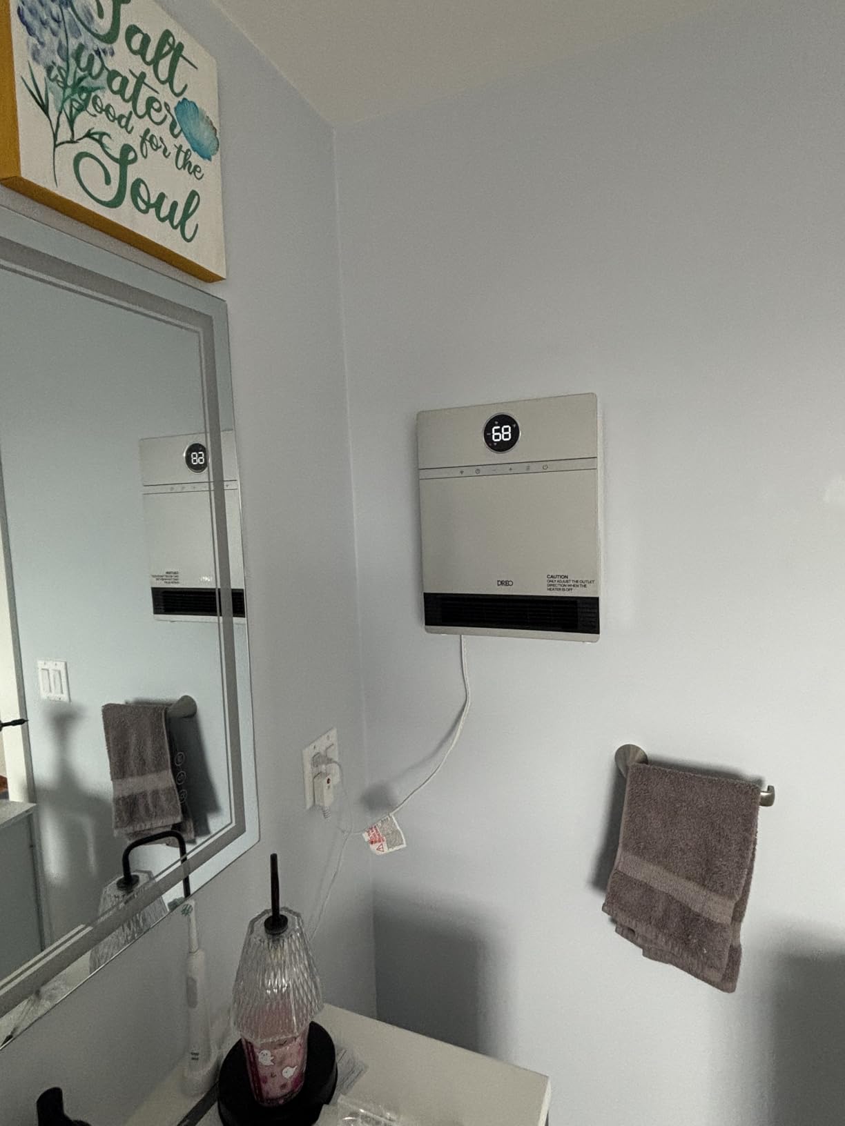 DREO Smart Wall Heater for Bathroom, IP24 Electric Space Heater with ALCI Plug for Indoor Use, 30° Oscillation, Adjustable Thermostat, Remote Control, Works with Alexa, 24H Timer, Easy-mounted Heater customer photo 2