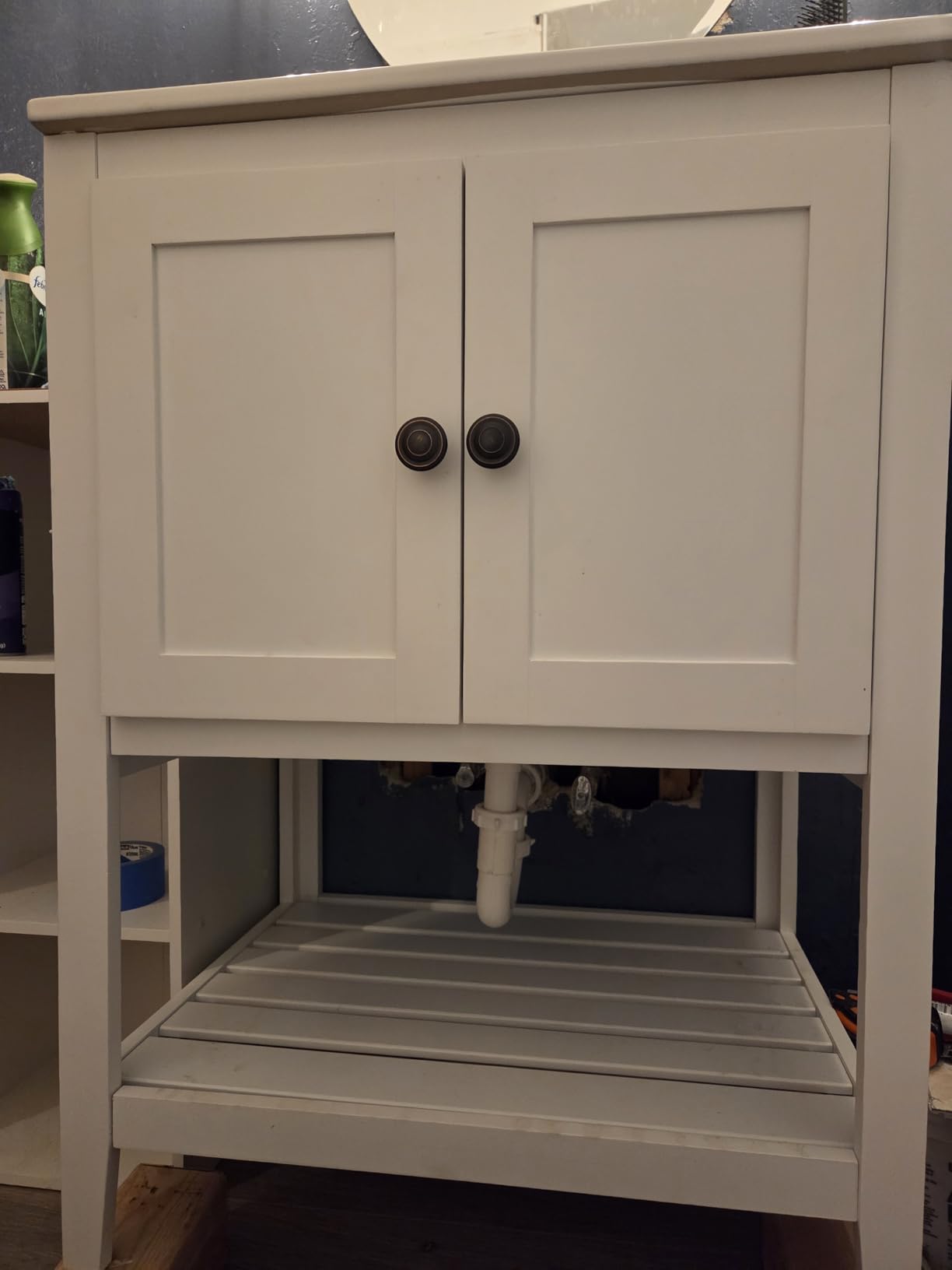 Merax 24 inch Bathroom Vanity with Sink,Small Bathroom Sink Cabinet with Ceramic Basin,Single Bathroom Vanities with 2 Doors,Solid Wood Frame,White customer photo 1