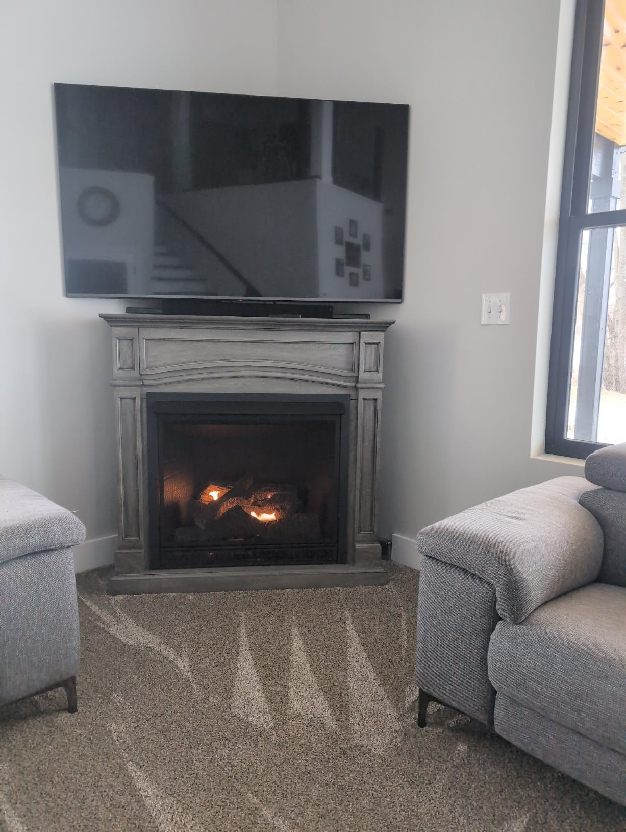 Comfort Glow Dual Fuel Ashen Grey Vent Free Gas Fireplace, 33K BTU GFD4605R | Natural Gas or Liquid Propane Fireplace, Thermostatic Remote, Heats up to 1,200 sq ft Area, Electronic Spark Ignition, ODS customer photo 2