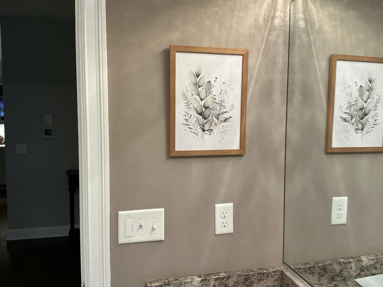 WRFON Framed Sage Green Botanical Wall Art Set of 3, Watercolor Eucalyptus & Wild Plant Canvas Prints, Minimalist Green Wall Decor for Living Room Bedroom Bathroom, 12x16 Inches customer photo 1