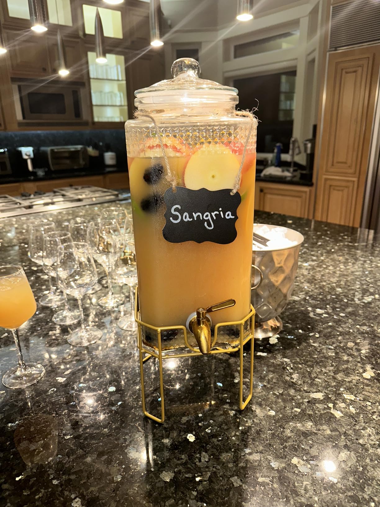 Drink Dispenser,2 Gallon Drink Dispensers for Parties,Beverage Dispenser with Stand,Glass Lid and Stainless Steel Spigot Leak-proof, Ideal for Lemonade,Juice, Tea, and Party Drinks customer photo 1
