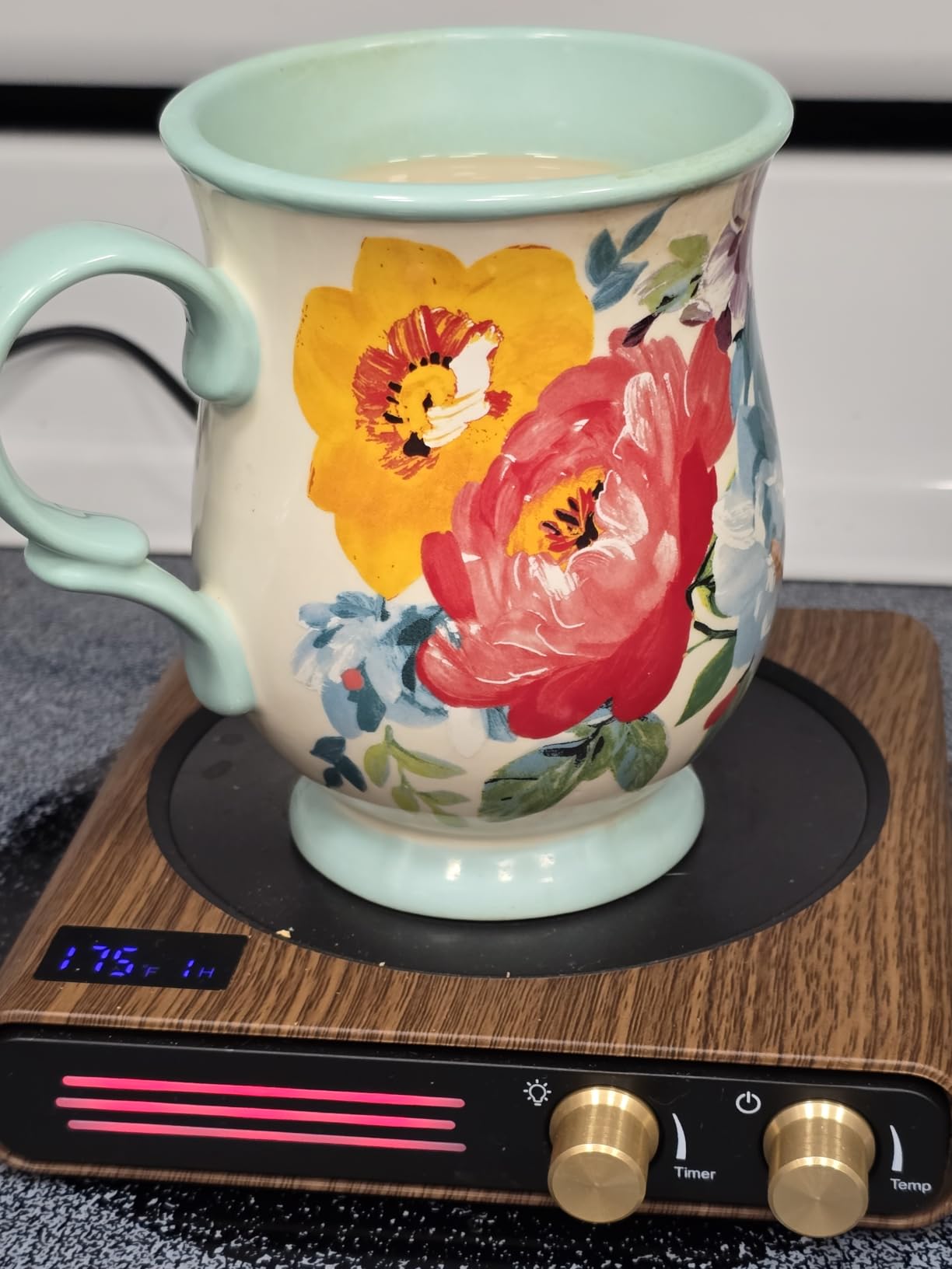 CEROBEAR 50W Retro Coffee Mug Warmer with 9 Temp Settings and LED Lights | 1-9Hrs Auto Shut Off Smart Candle Warmer, Large Heating Plate Beverage Warmer for Coffee, Tea, Milk, Ideal Coffee Gifts customer photo 1