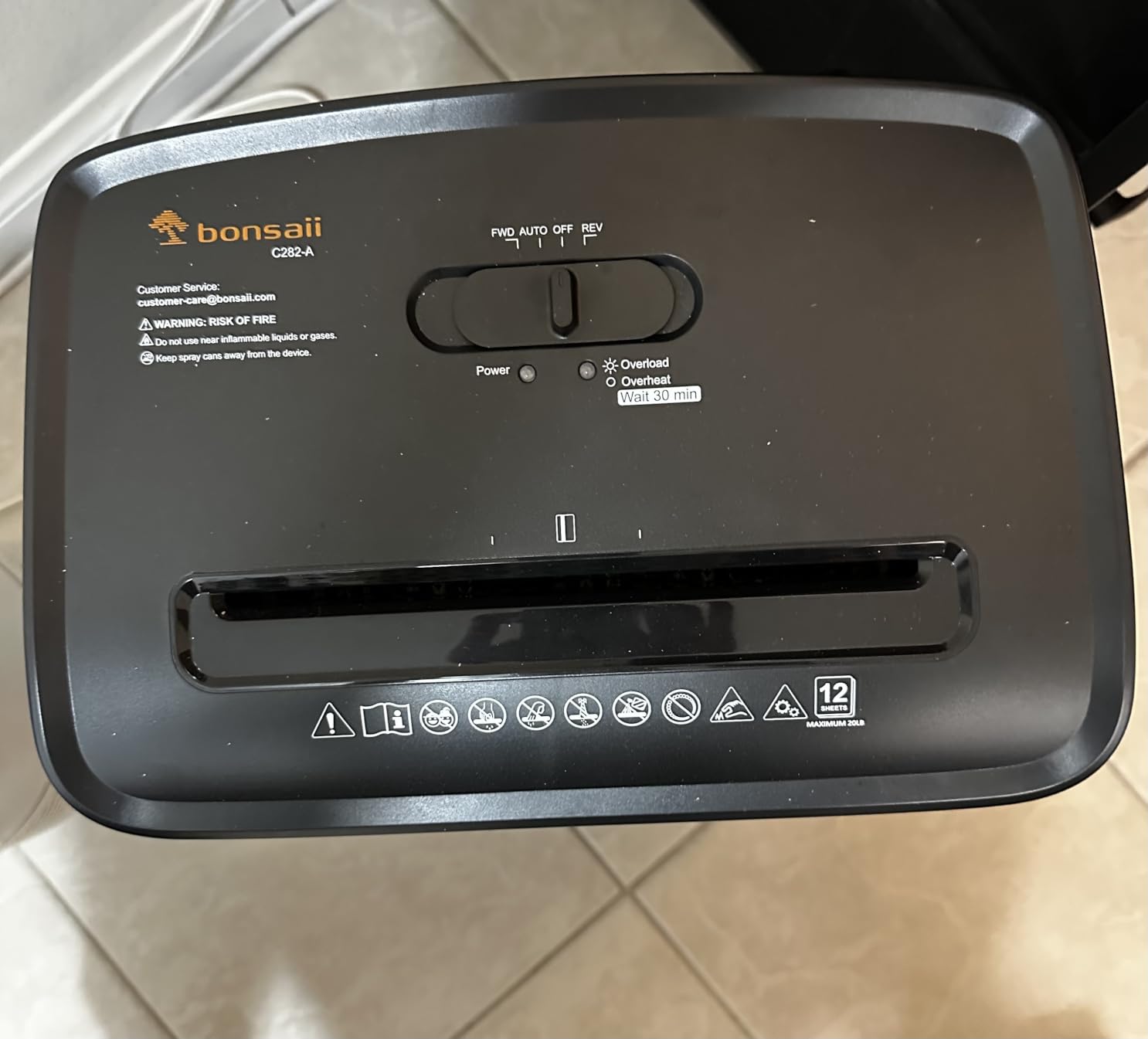 Bonsaii P-4 12-Sheet Micro-Cut Heavy Duty Paper Shredder for Home Office, 30 Mins, 5.5 Gal Pullout Bin, Jam-Proof System, Supports CDs & Staple Shredding, C282-B customer photo 1