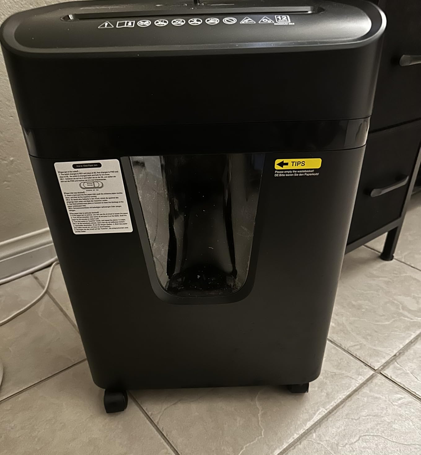 Bonsaii P-4 12-Sheet Micro-Cut Heavy Duty Paper Shredder for Home Office, 30 Mins, 5.5 Gal Pullout Bin, Jam-Proof System, Supports CDs & Staple Shredding, C282-B customer photo 2