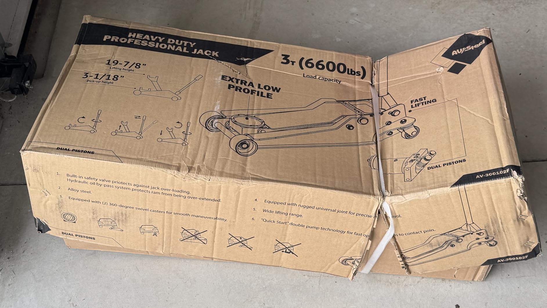 AV Steel Low Profile Floor Jack 3 Ton (6600 lbs), Heavy Duty Hydraulic Jack with Dual Pistons Quick Lift Pump, Lifting Range 3-1/8'' to 19-7/8'' customer photo 1