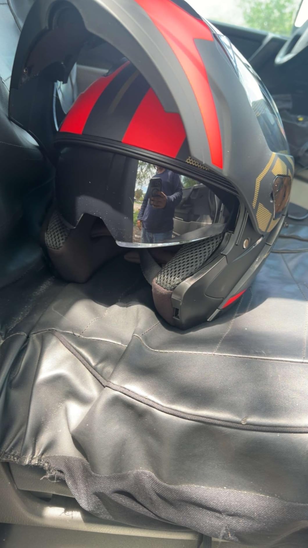 Adult Modular Motorcycle Helmets, DOT Approved Flip up Dual Visor Full Face Helmet for Men Women Moto ATV UTV Snowmobile ADV Four Wheeler Street Bike with Gloves & Mask customer photo 2