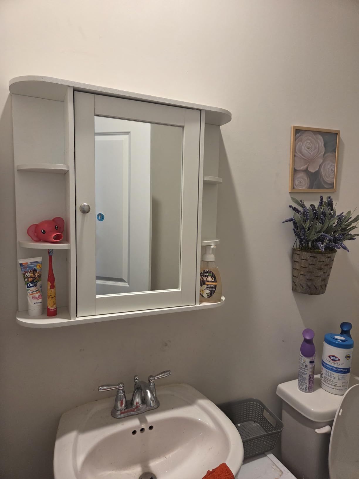 Shintenchi Bathroom Medicine Cabinet with Mirror, Wall Mounted, White | Mirrored Door Over the Toilet Storage, with 4 Internal and 6 Open Shelves, Easy to Assemble customer photo 2
