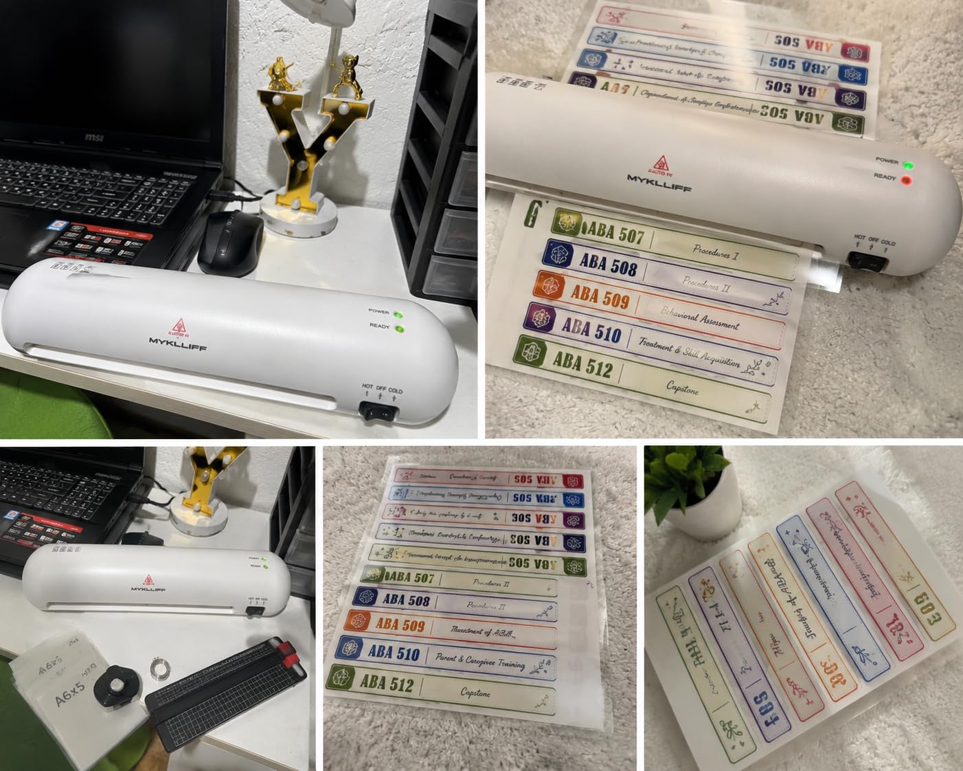 Laminator Machine 9-Inch Portable Thermal Laminater with Hot & Cold Modes, A4 Small Laminating Machine with ABS Jam-Release, 3-Min Warm-Up, 6-in-1 Photo Laminator Kit for Home and Class, White customer photo 2