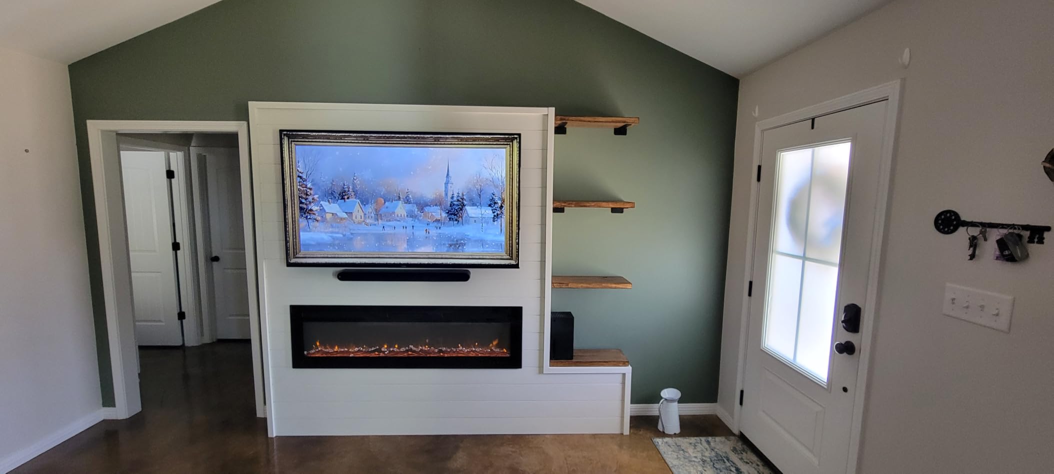 EUHOMY 50 Inch Electric Fireplace Wall Recessed and Wall Mounted with Adjustable Flame Color, Fireplace Heater with Remote Control, Linear Fireplace with Timer, Touch Screen, Log & Crystal, 750/1500W customer photo 1