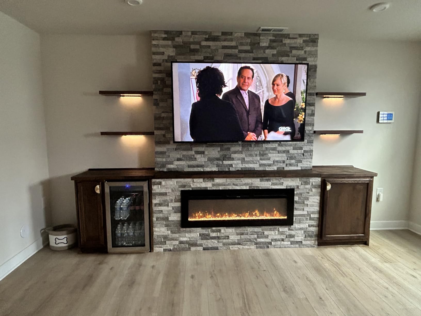 EUHOMY 50 Inch Electric Fireplace Wall Recessed and Wall Mounted with Adjustable Flame Color, Fireplace Heater with Remote Control, Linear Fireplace with Timer, Touch Screen, Log & Crystal, 750/1500W customer photo 2