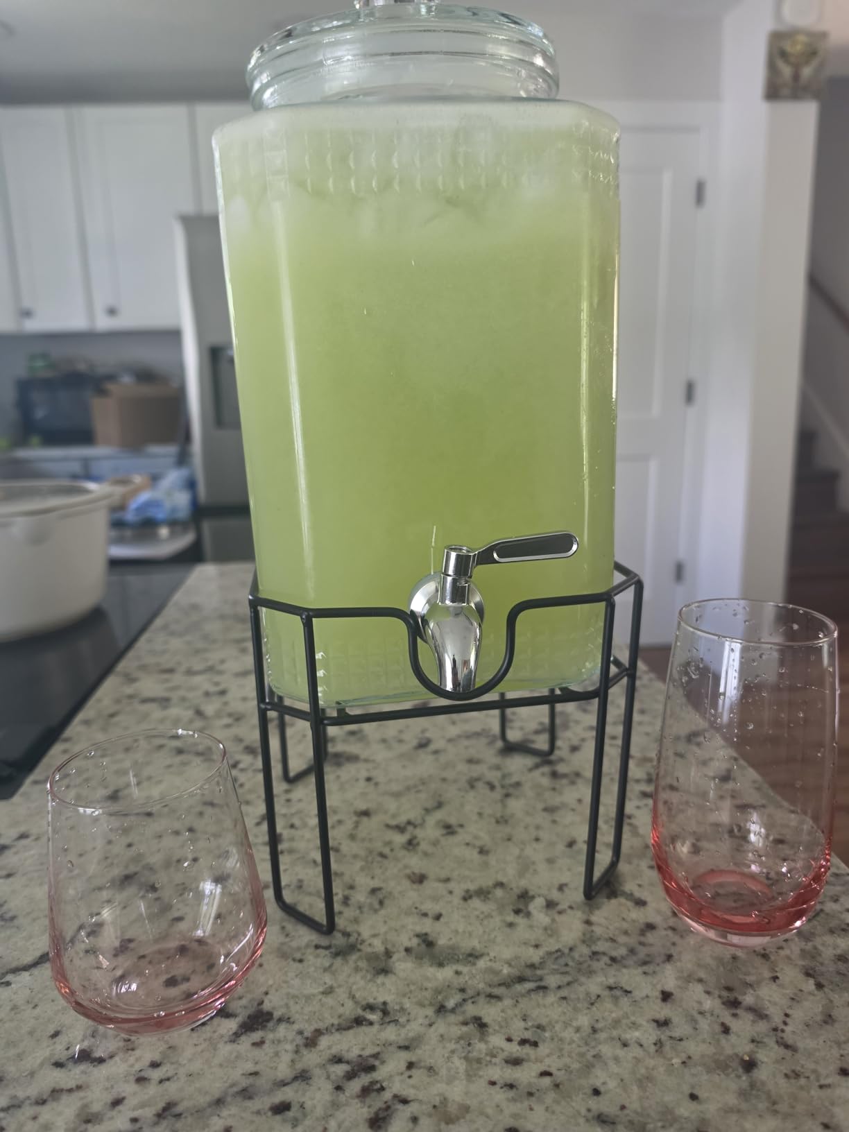 2 Gallon Glass Drink Dispenser, Drink Dispensers for Parties, Beverage Dispenser with Stand and Glass Lid, 100% Leakproof Spigot, Ideal for Lemonade, Juice, Laundry Detergent Dispenser customer photo 1