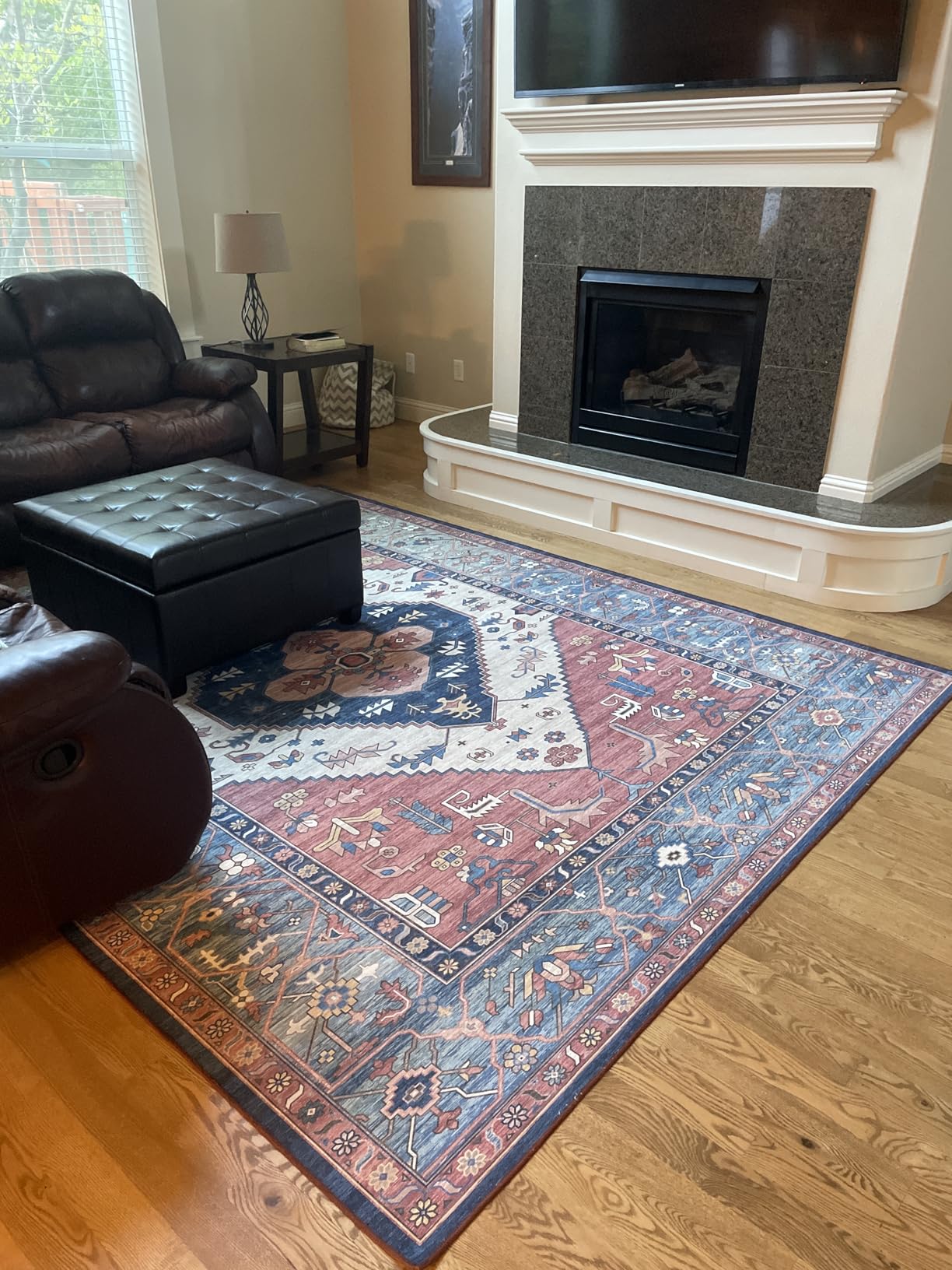 Lahome 8x10 Ultra-Thin Living Room Rug Non-Slip Washable Non-Shedding Oriental Vintage Distressed Carpet for Dining, Bedroom, Office Adelyn customer photo 2