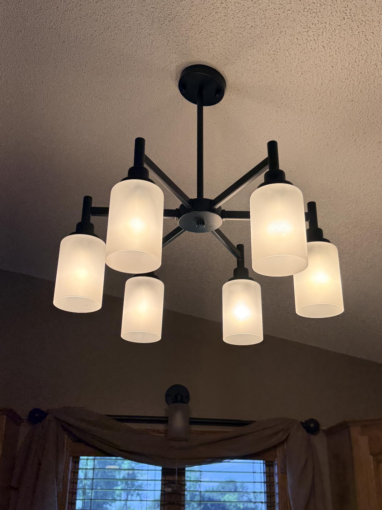 LIGHTDAMY 6-Light Black Farmhouse Chandeliers for Dining Room Light Fixture | Industrial Hanging Lighting Over Table with Clear Glass Shade for Living Room Kitchen Island Bathroom Entryway Bedroom customer photo 1