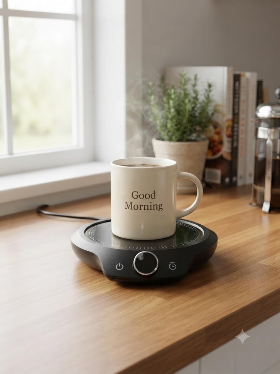 Fast Heating Mug warmer - 4 Temp Settings & 1-12H Timer, Coffee Cup Warmer Plate for Desk Auto Shut Off, LED Display Smart Candle Wax Warmer - Ideal Electric Beverage Warmer Gift for Coffee, Tea, Milk customer photo 1