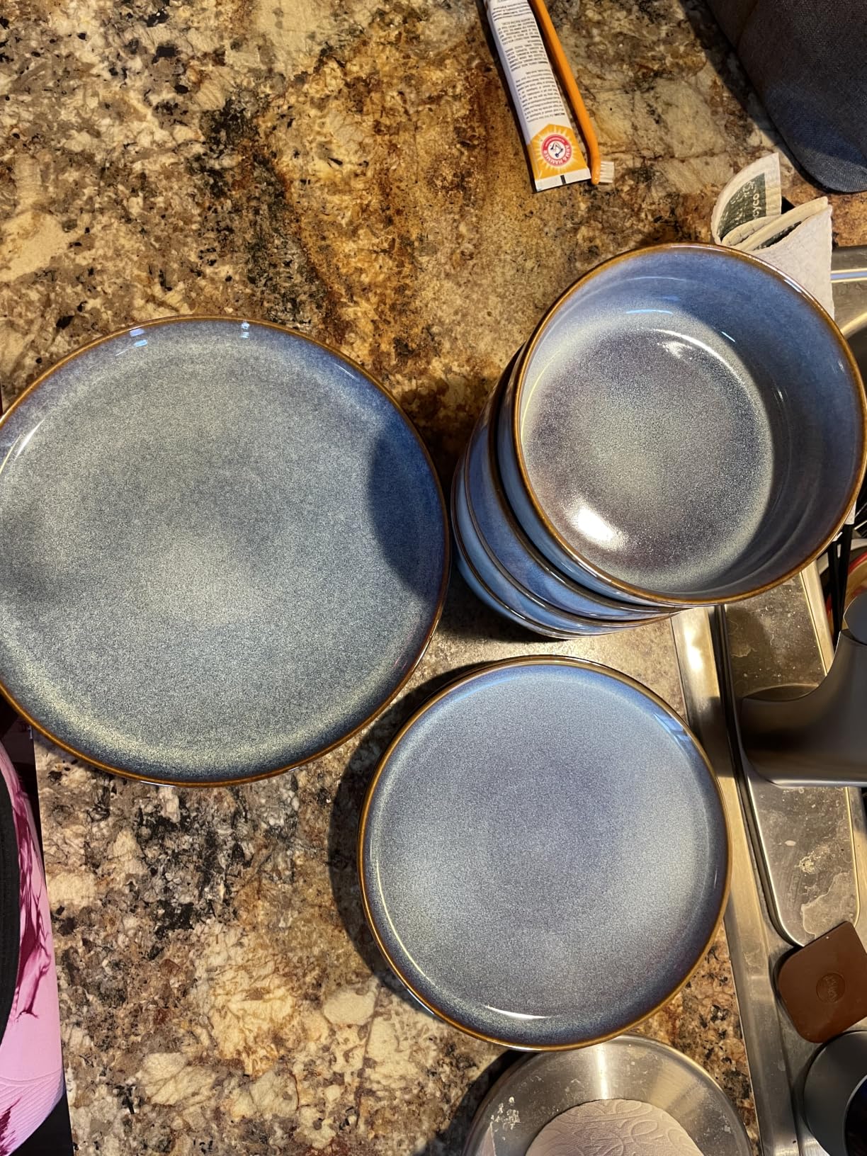 vancasso PLAYA Plates and Bowls Sets, 12 Pieces Grey-Blue Dinnerware Sets for Kitchen, Reactive Glaze Dishes Set for 4, Dishwasher and Microwave Safe customer photo 1