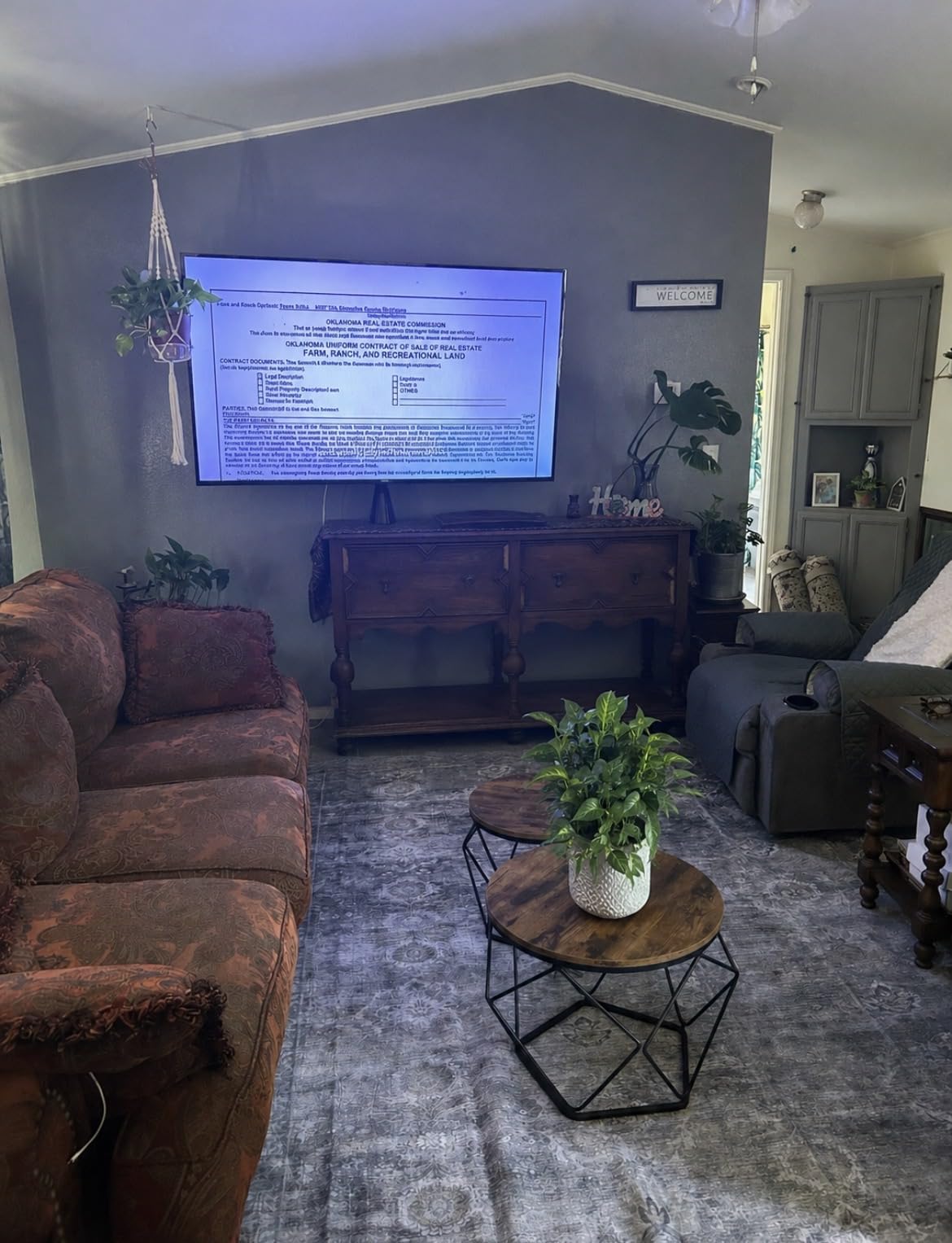 Rugxara Area Rugs 5x7 for Living Room Bedroom, Grey Washable Rug, Vintage Retro Boho Rug, Non Slip & Low Pile Faux Wool Thin Carpet for Indoor Dining Room, Dorm and Kids Room(Taupe/Grey 5x7ft) customer photo 1