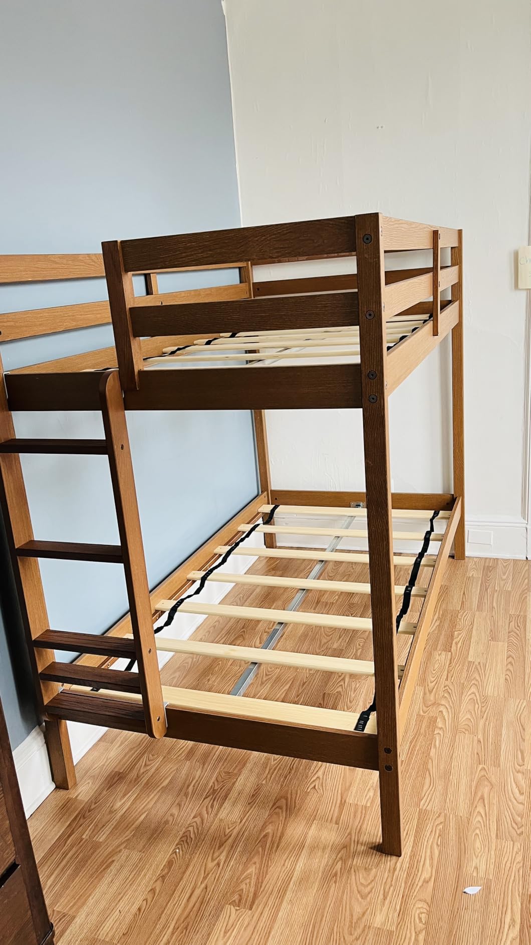 Grain & Grove Bear Twin Over Twin Bunk Bed, Sturdy Bunk Bed Frame for Kids, Plywood Bunk with Ladder, Guardrail, and Slats, No Box Spring Required, Brushed White customer photo 2