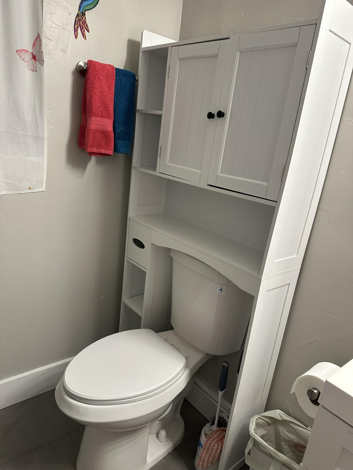 Gizoon 66''H Over The Toilet Storage Cabinet, with Ample Storage Space | Over Toilet Bathroom Organizer, with 2 Doors for Storage, Adjustable Shelf, 2 Hooks, Paper Holder, for Bathroom, Laundry customer photo 2