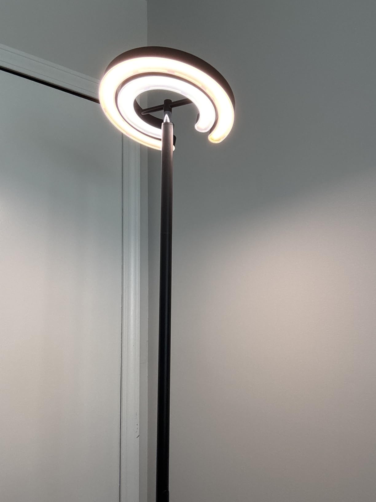 Torchiere Floor Lamp for Bedroom, 75.5 Inch Tall Corner Standing Lamp for Living Room with Rotatable Ring Lights, 36W Bright Dimmable LED Floor Light with Remote Control for Reading Office customer photo 2